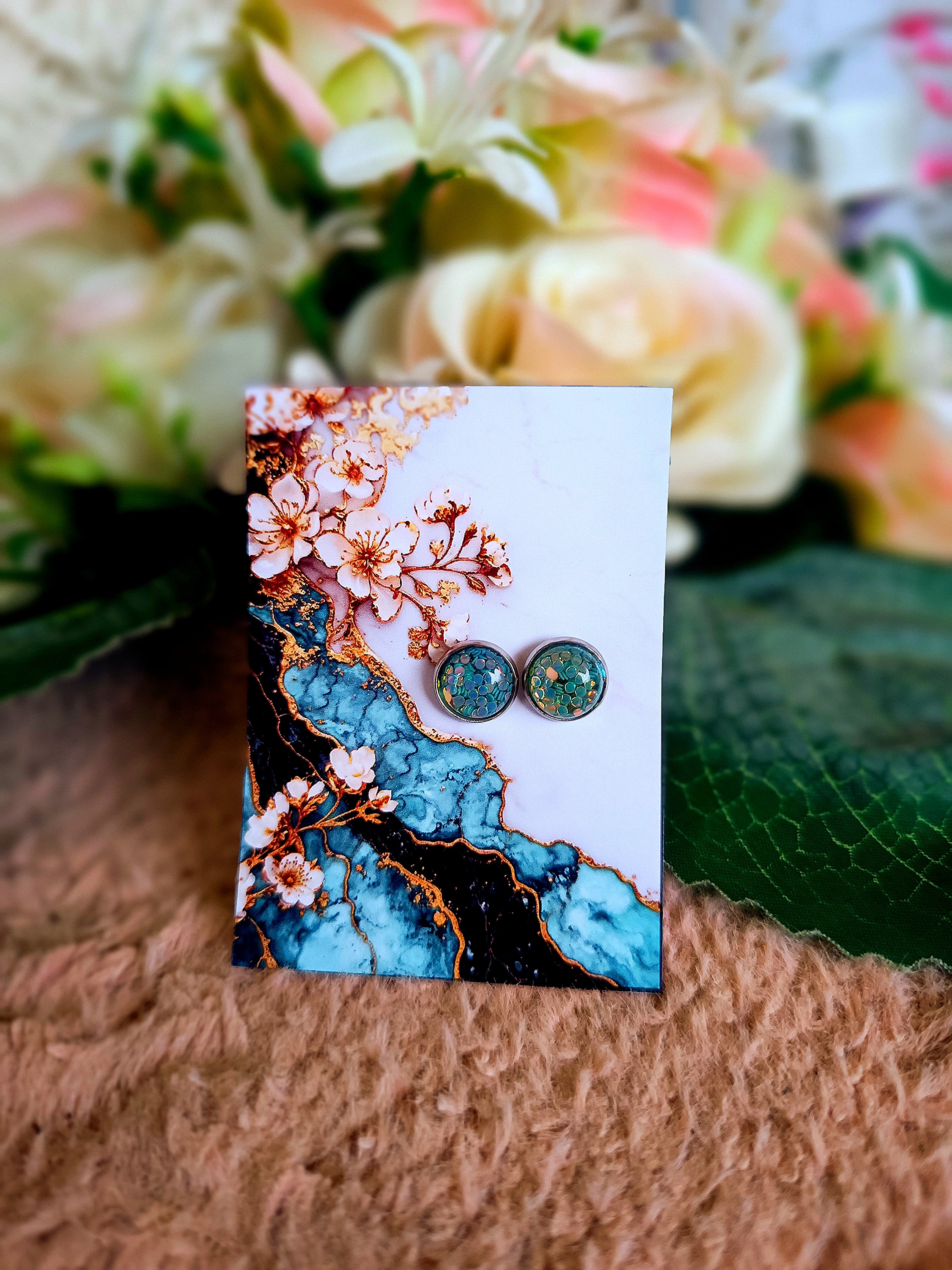 Kék konfetti bedugós nikkelmentes fülbevaló